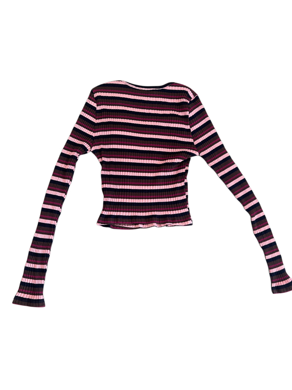 Ribbed Stripe Longsleeve Top Pink/schwarz/braun (XS)