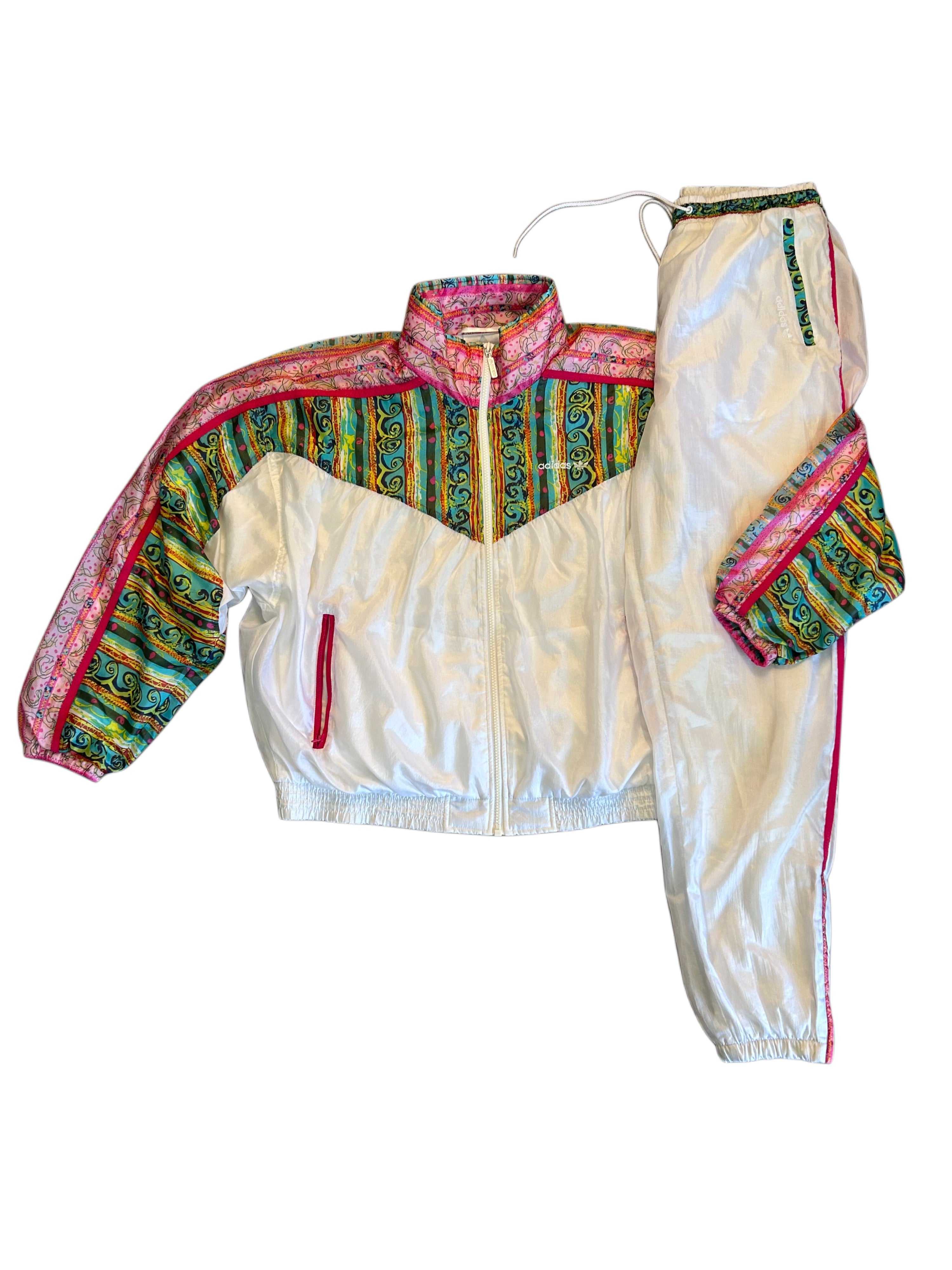 Adidas Trainingsanzug Weiß/Bunt (M)