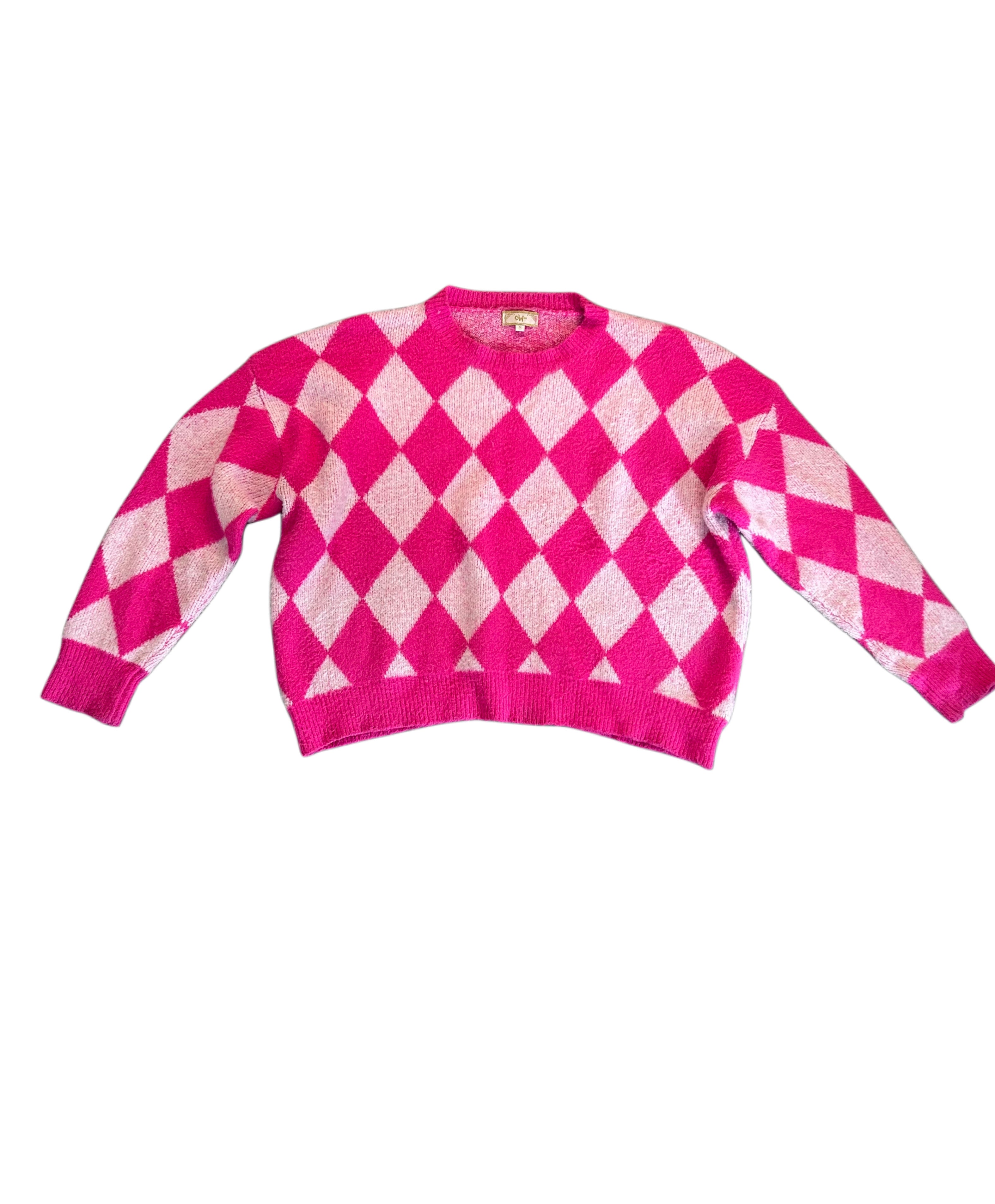 Pink Argyle Srickpullover (L)