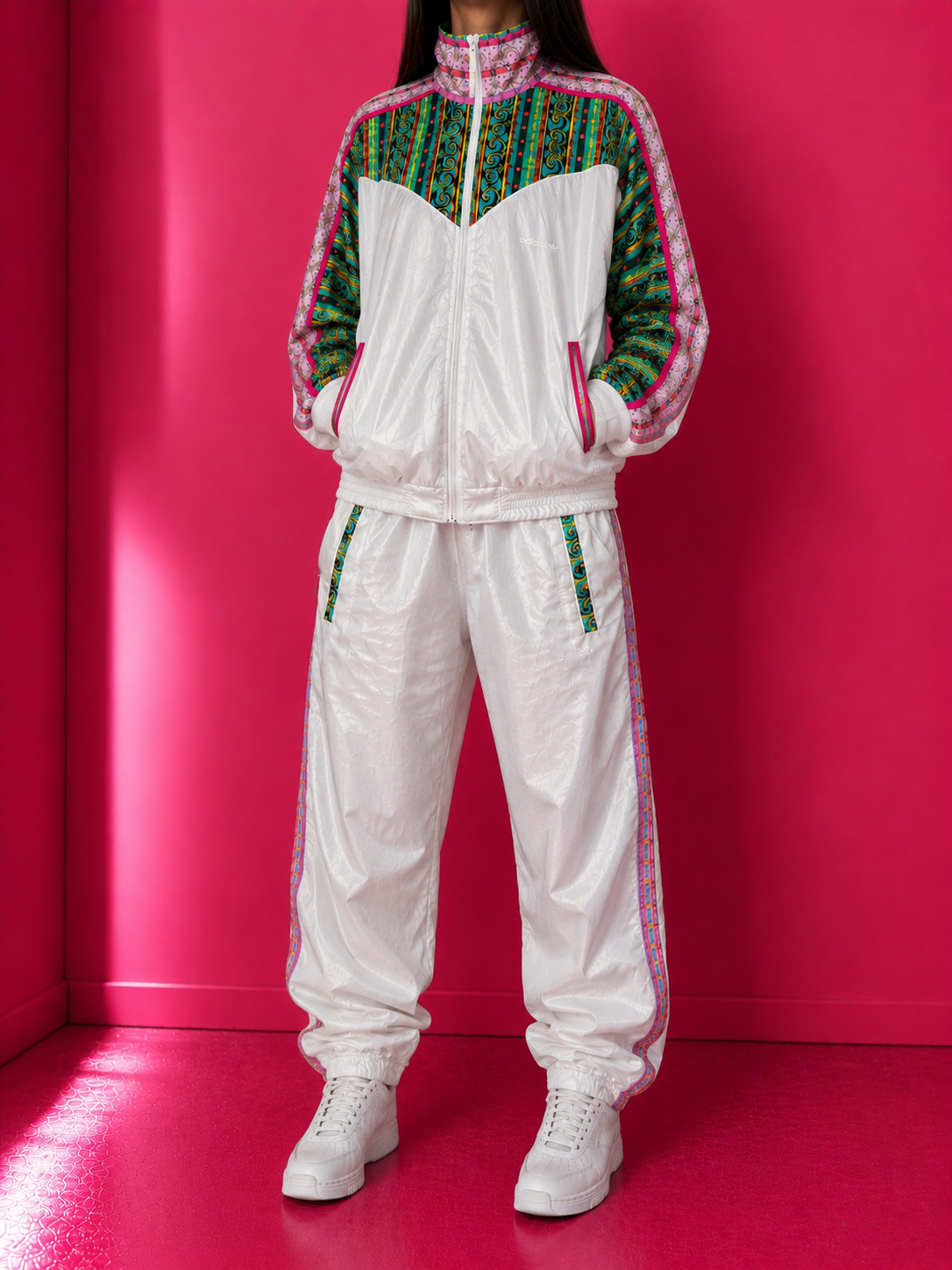 Adidas Trainingsanzug Weiß/Bunt (M)